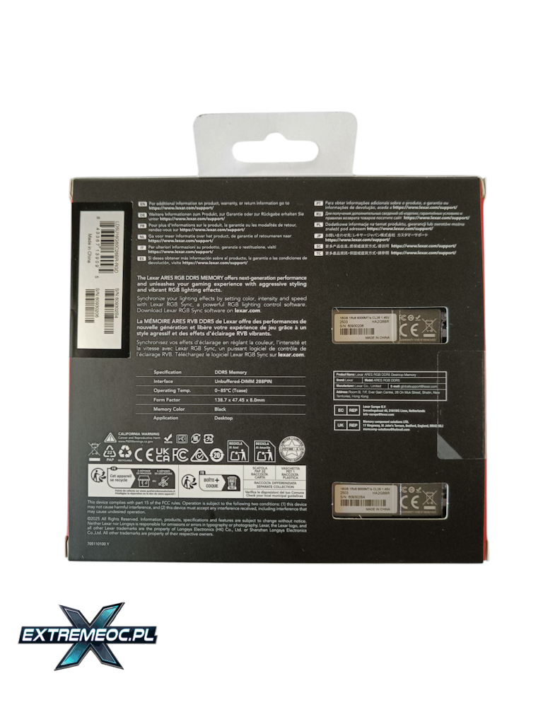 Lexar Ares RGB Gen2 6000CL26 - pudełko z tyłu