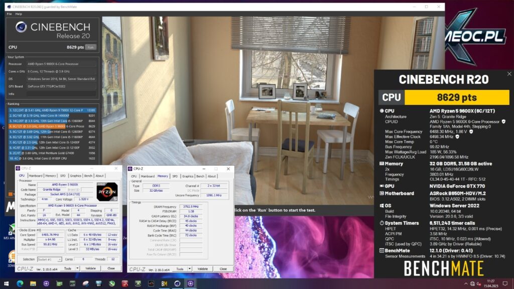Ryzen 9600X w teście Cinebench R20 na LN2