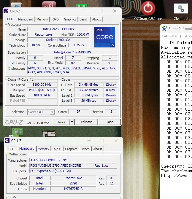 14900ks 8100 superpi 1m